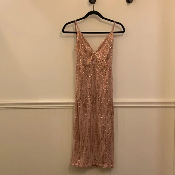 Lnwt Rose Gold Sequin Slip Dress, Small | Color: Gold/Pink | Size: S | Jamieaferris's Closet